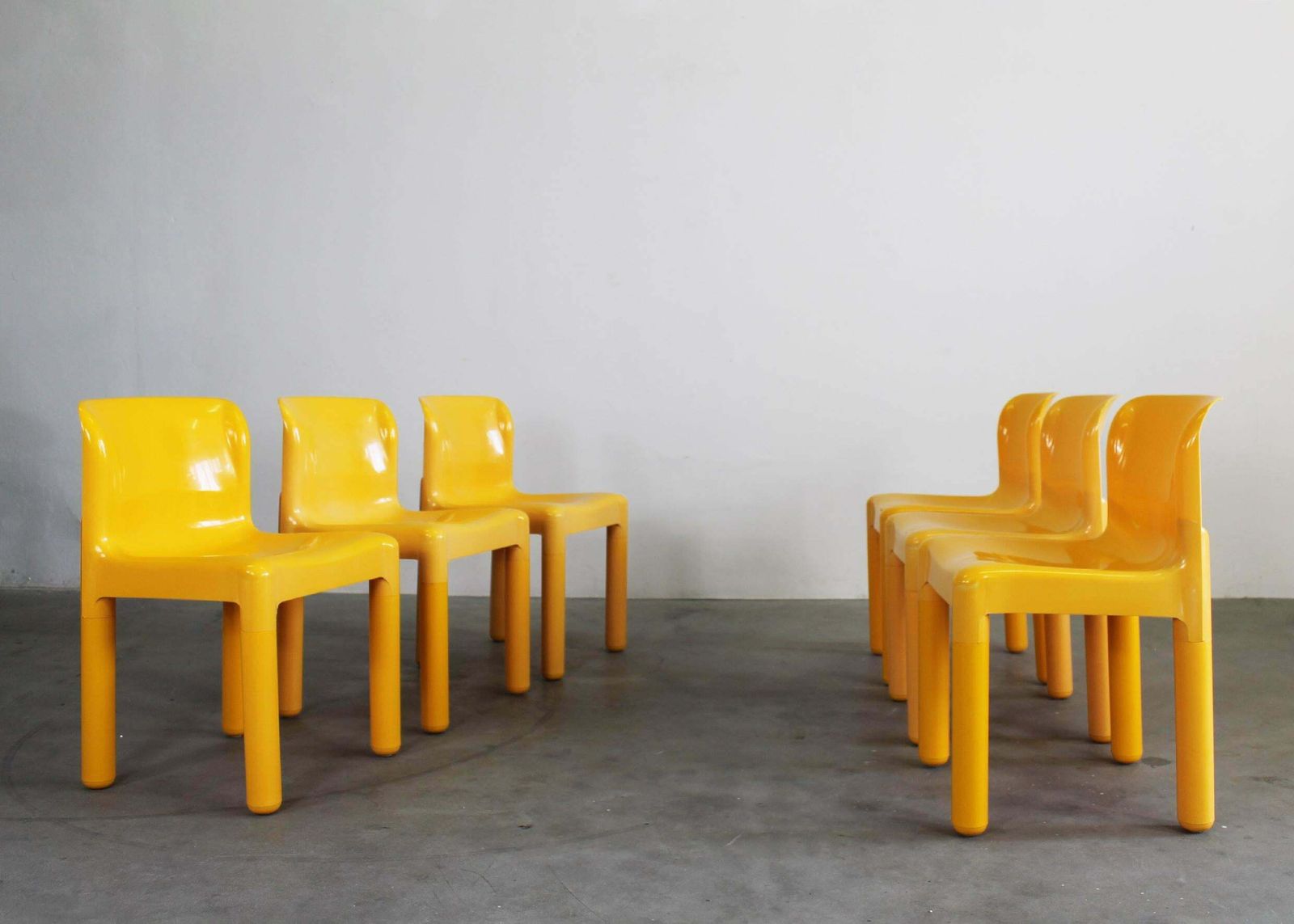 Carlo Bartoli Set Of Six 4875 Chairs In Plastic By Kartell 1980s photo for sale