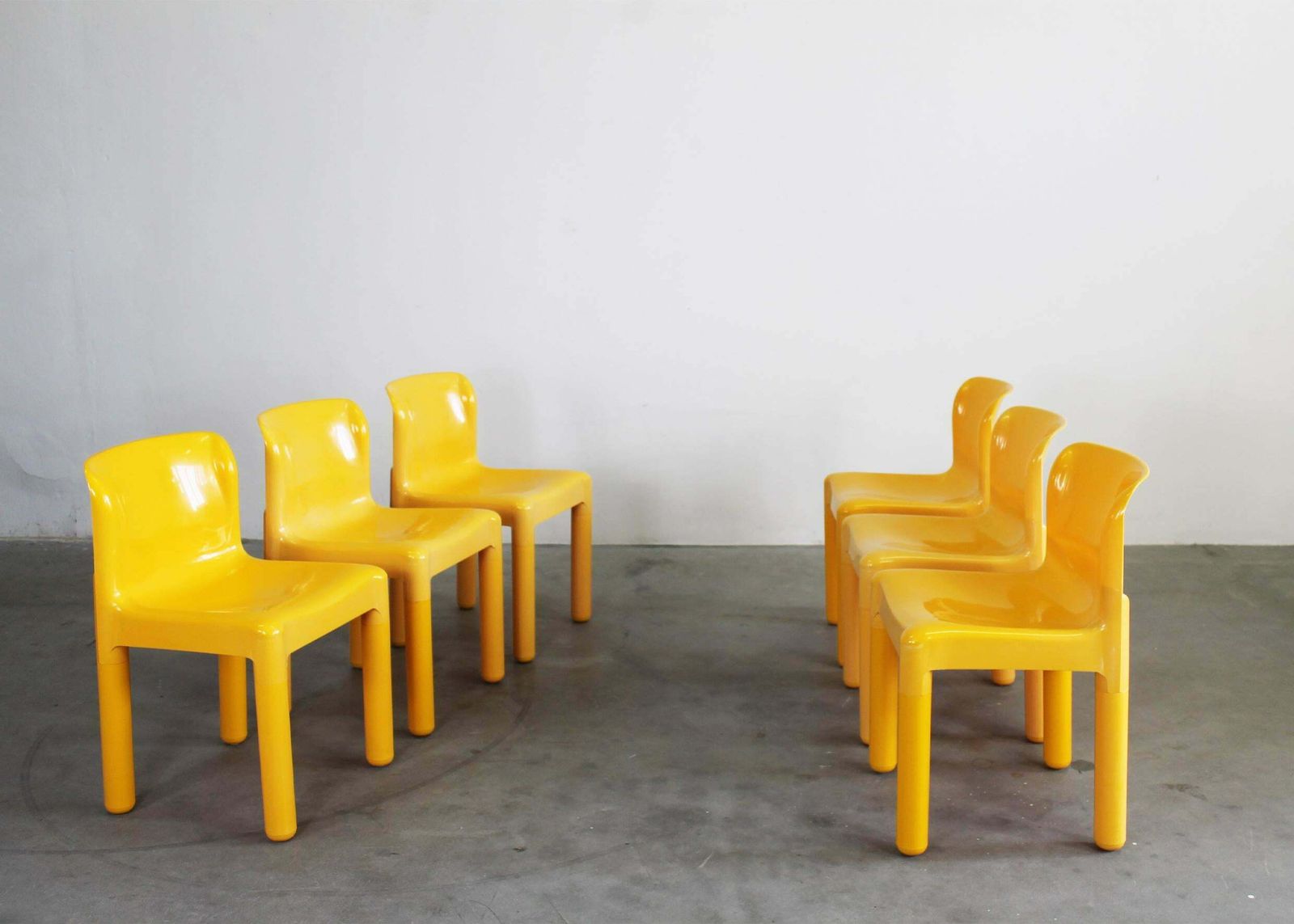 Carlo Bartoli Set Of Six 4875 Chairs In Plastic By Kartell 1980s photo Furniture