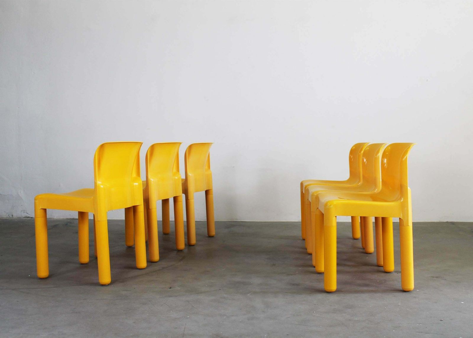 Carlo Bartoli Set Of Six 4875 Chairs In Plastic By Kartell 1980s photo vinterior