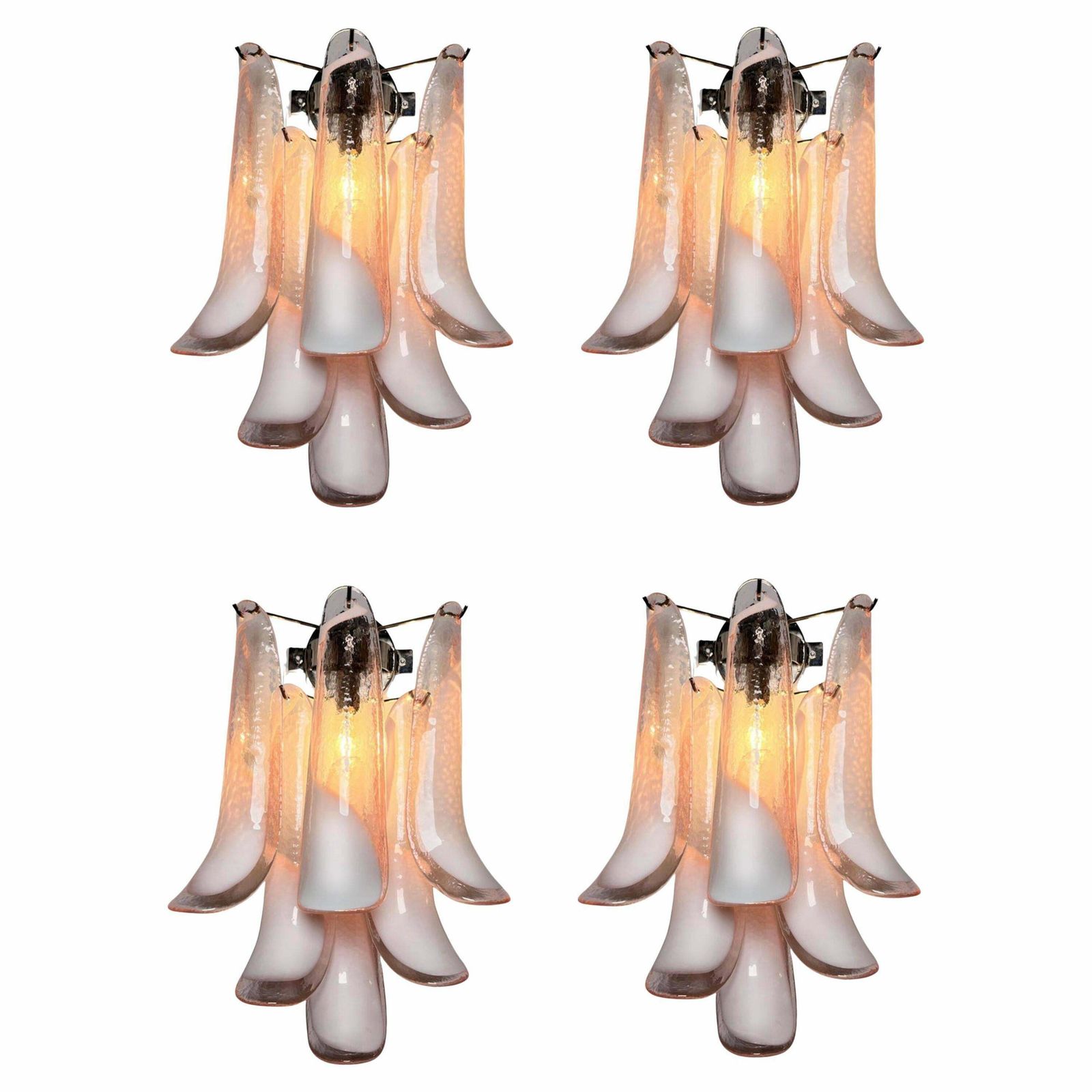 Set Of Four Italian Petal Murano Sconces