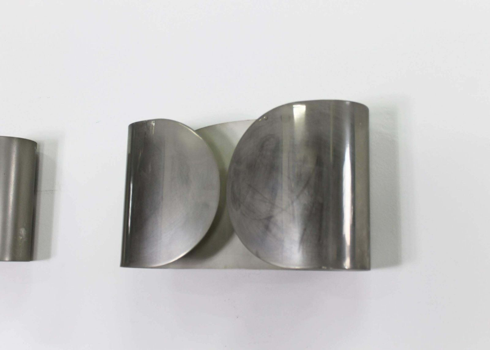 Tobia Scarpa Set Of Two Foglio Wall Lamp In Nickel Plated Metal By Flos 1966 photo Lighting