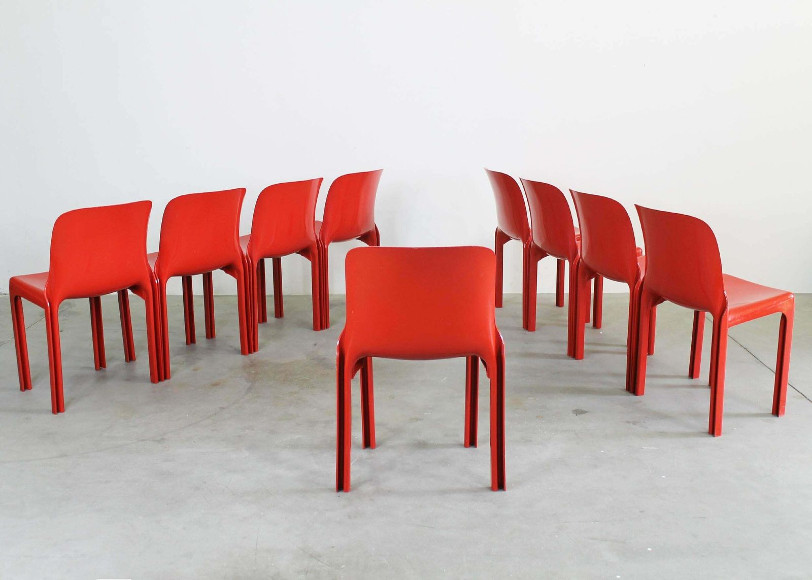 Vico Magistretti Set Of Nine Red Selene Chairs By Heller 2002s photo 2613.0