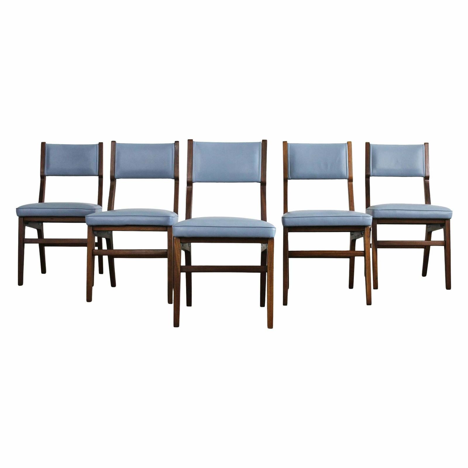 Gio Ponti (Attributed To) Set Of Five Chairs In Wood And Leather By Isa Bergamo