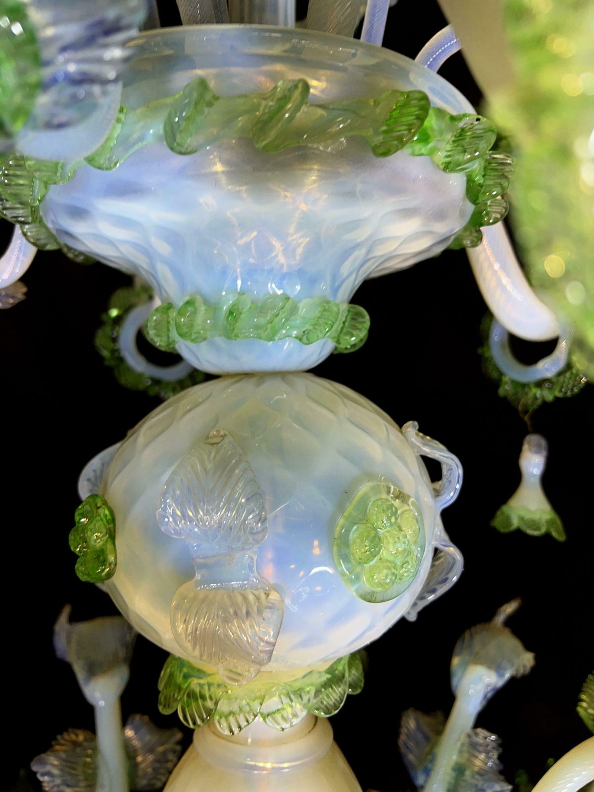 Majestic Light Blue And Green Venetian Chandelier, Murano, 1950s photo vinterior