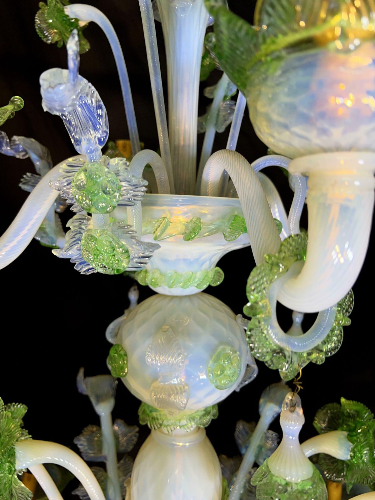 Majestic Light Blue And Green Venetian Chandelier, Murano, 1950s photo vintage