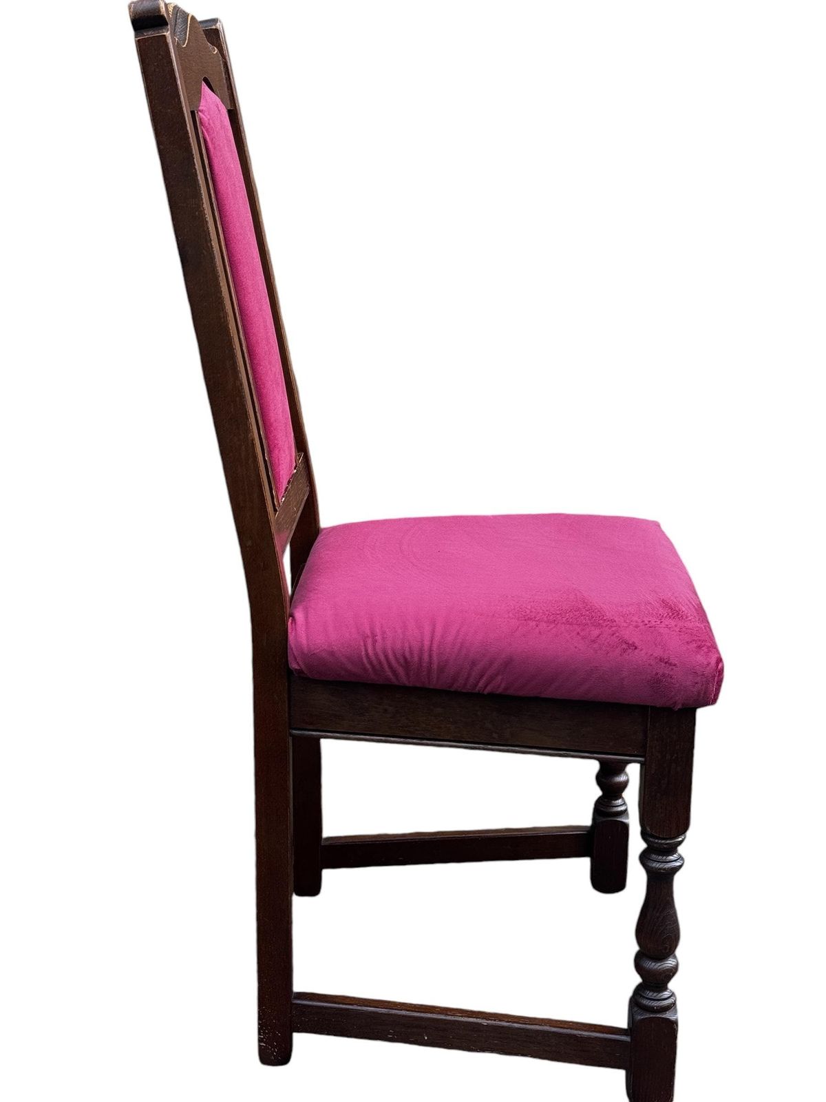 photo for sale Vintage Old Charm Wood Bros Oak Dining Chairs C1970 / Solid Oak Wooden Frames / Set Of 6
