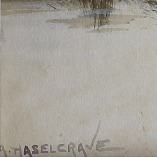 Watercolour By Adelaide Haselcrave. Subject Is Cows Grazing By A Waterway. photo for sale