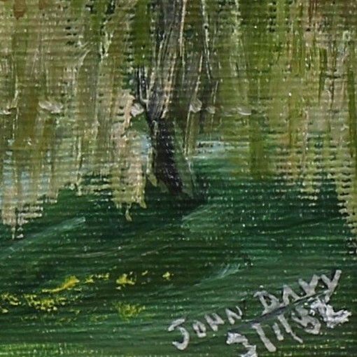 Oil On Board By John Davy. Subject Is Canal Boat On A Waterway. photo for sale