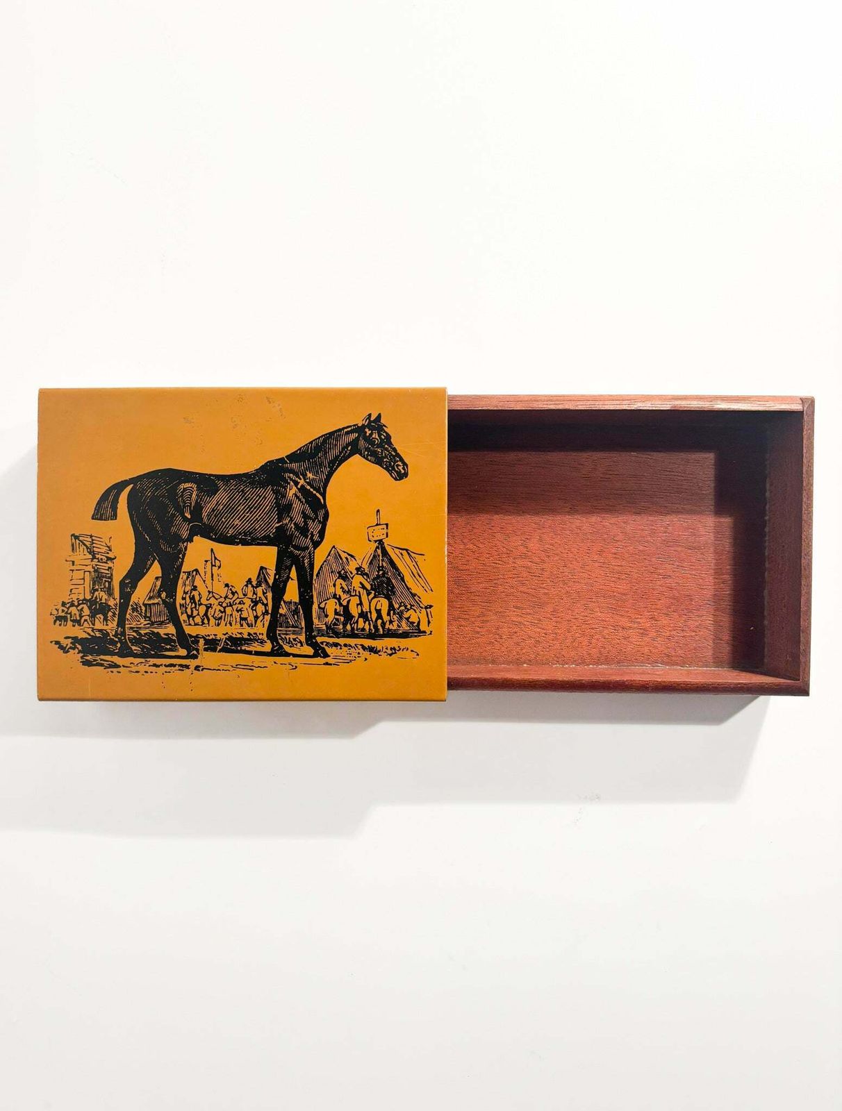 Piero Fornasetti Collector's Box With Horse In Metal And Wood From The 1950s photo for sale