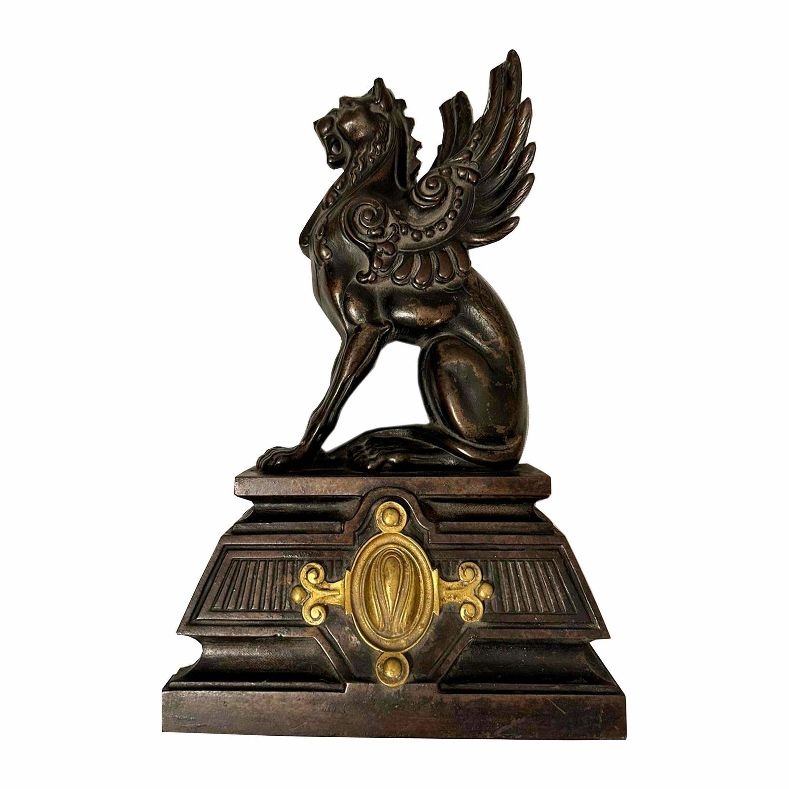 Empire Period Casted Iron And Bronce Fireplace Front, France, 19th Century. photo for sale