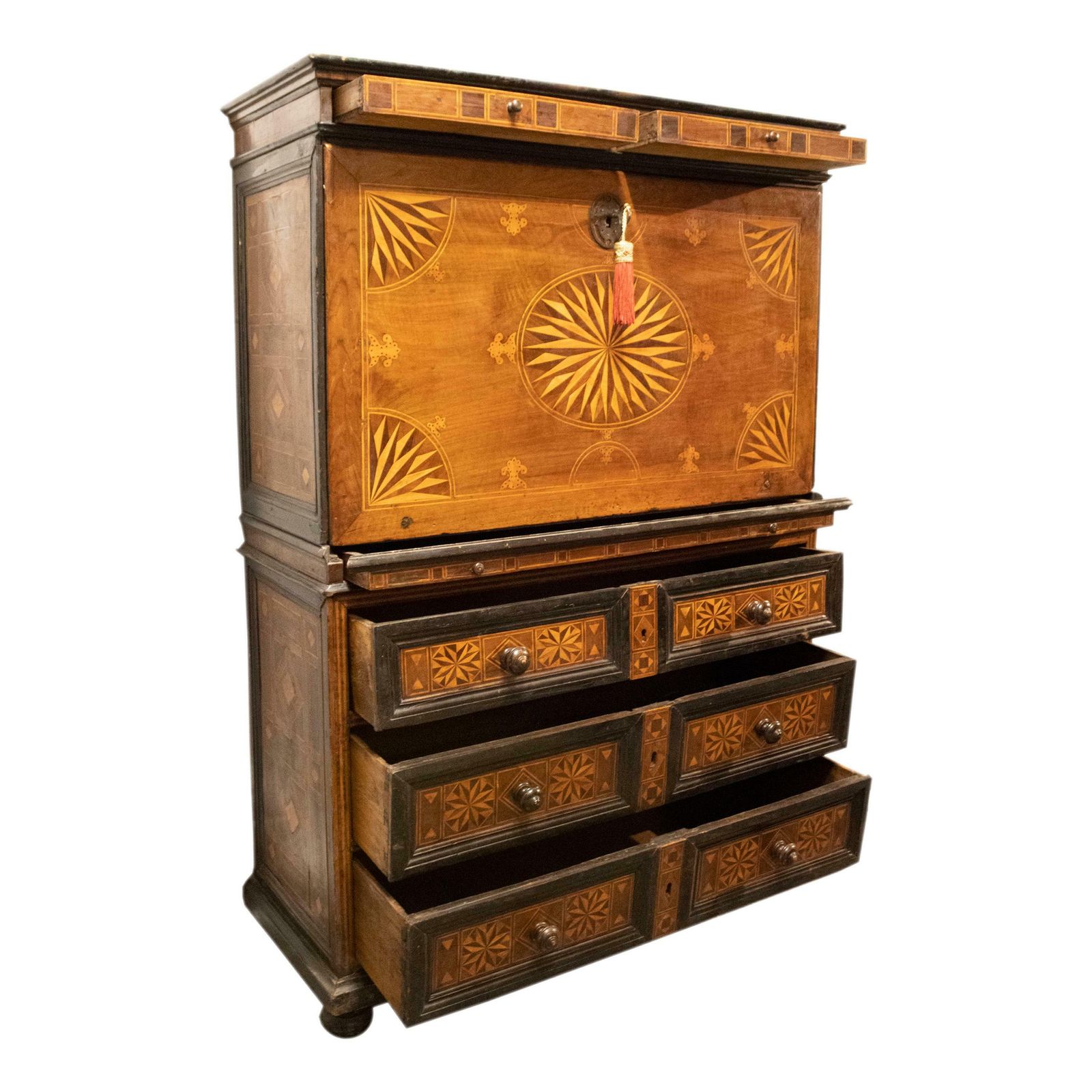 Charles IV Secretaire With Drawers With Inlaid Work. Spain, 18th Century. photo for sale