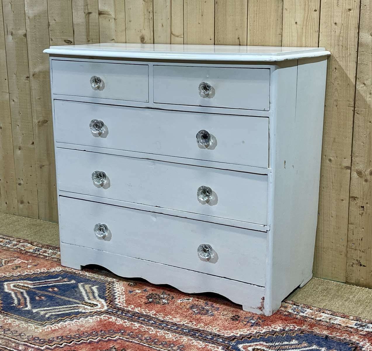English Chest Of Drawers Painted In Fir With Its 19th Century Glass Buttons photo 899.0
