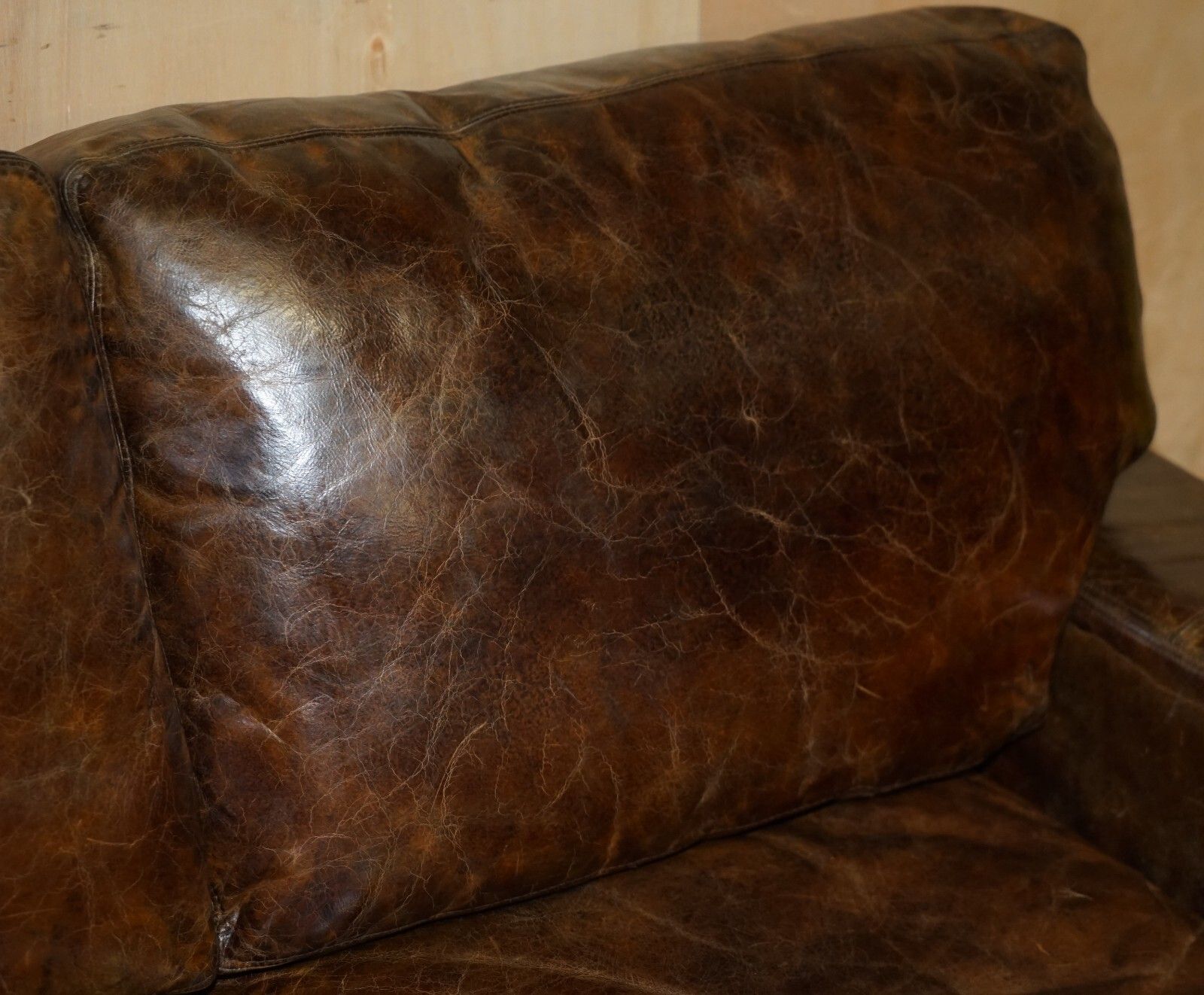 Vintage Heritage Biker Brown Leather Halo Soho Sofa Which Is Part Of A Suite photo vinterior