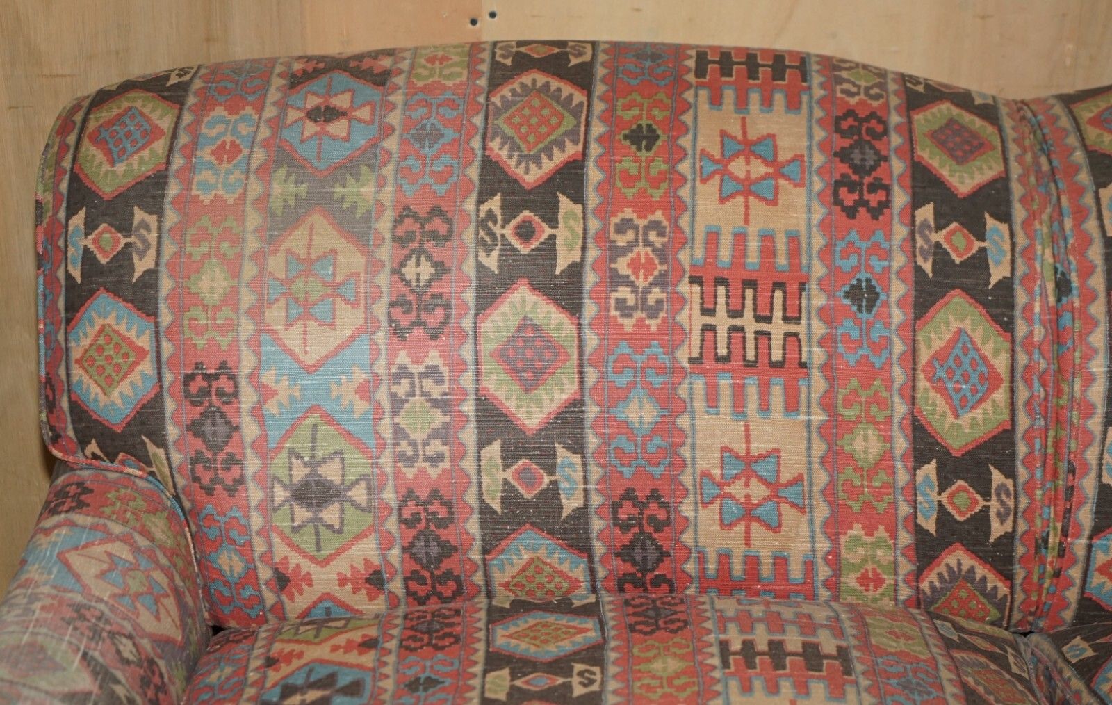 photo for sale Stunning Vintage George Smith Made For Liberty's London Kilim Three Seat Sofa