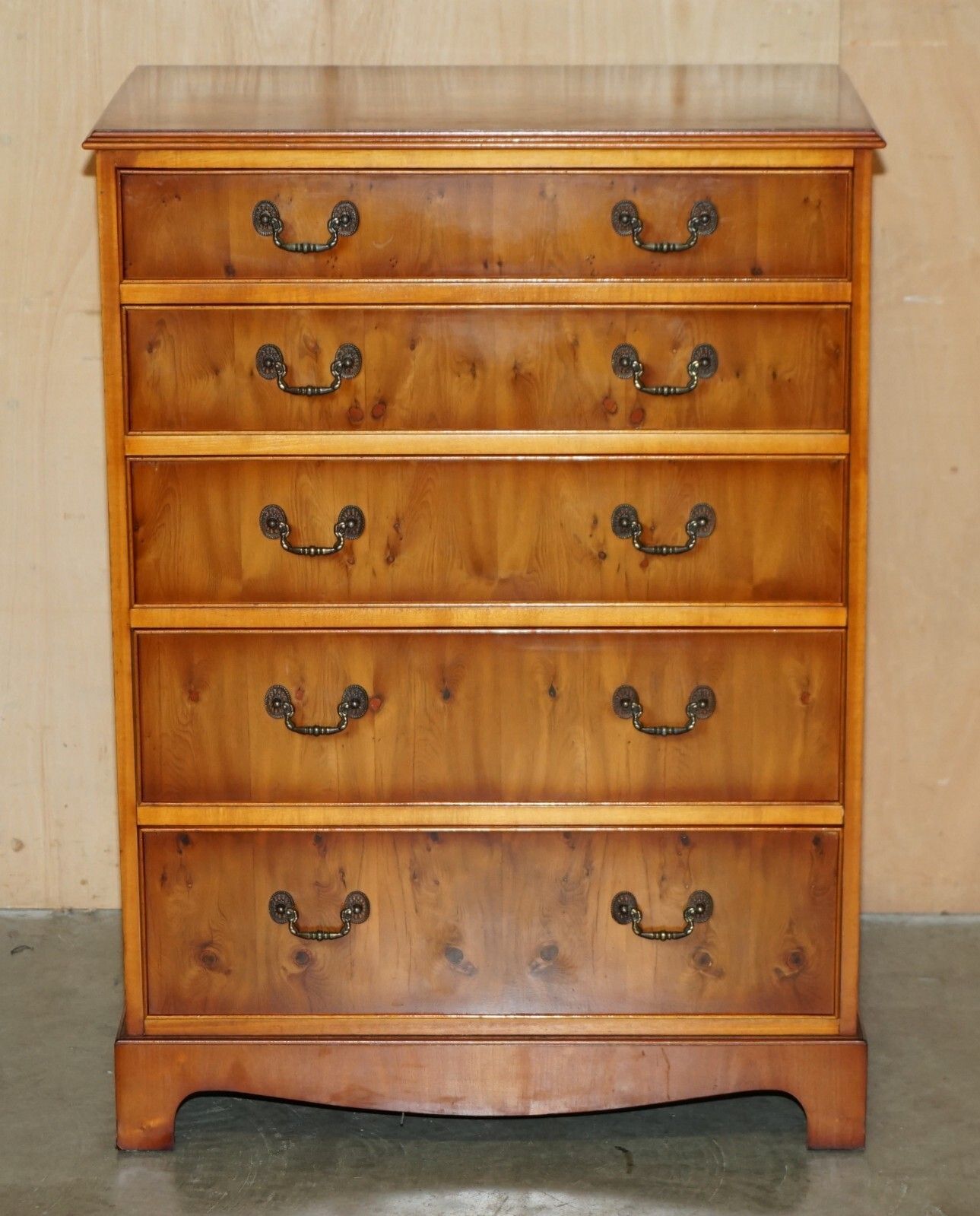 Pair Of Very Large 110cm Tall Sheraton Revival Burr Walnut Chests Of Drawers photo Furniture
