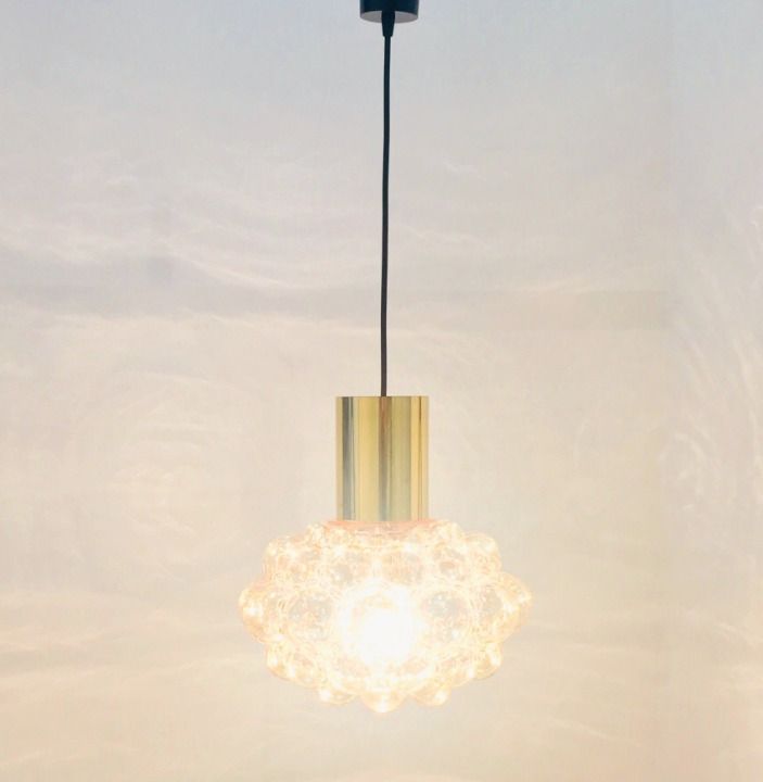 Large Mid Century Amber Bubble Glass Ceiling Light By Helena Tynell For Limburg, Germany, 1960s photo vinterior