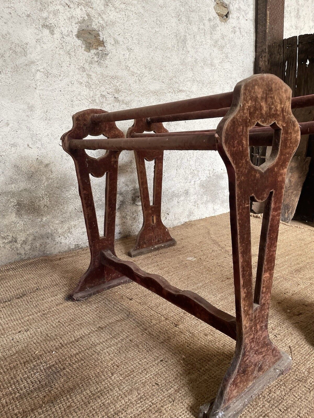 495.0 Antique 19th C. French Saddle Rack. Freestanding Large Towel Clothes Rail . photo