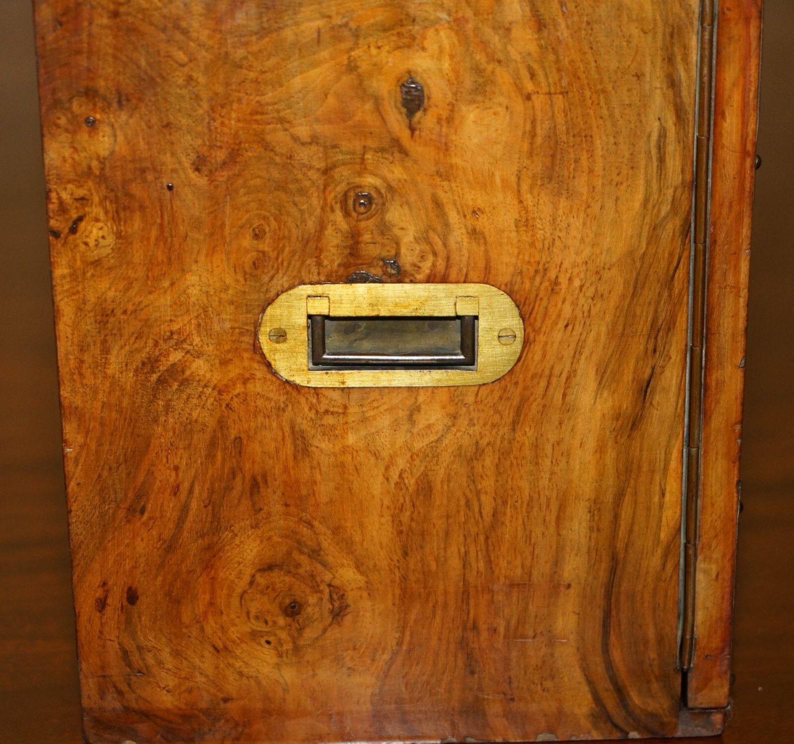 Furniture Exquisite Antique Regency Circa 1820 Burr Walnut & Brass Cigar Humidor Chest photo
