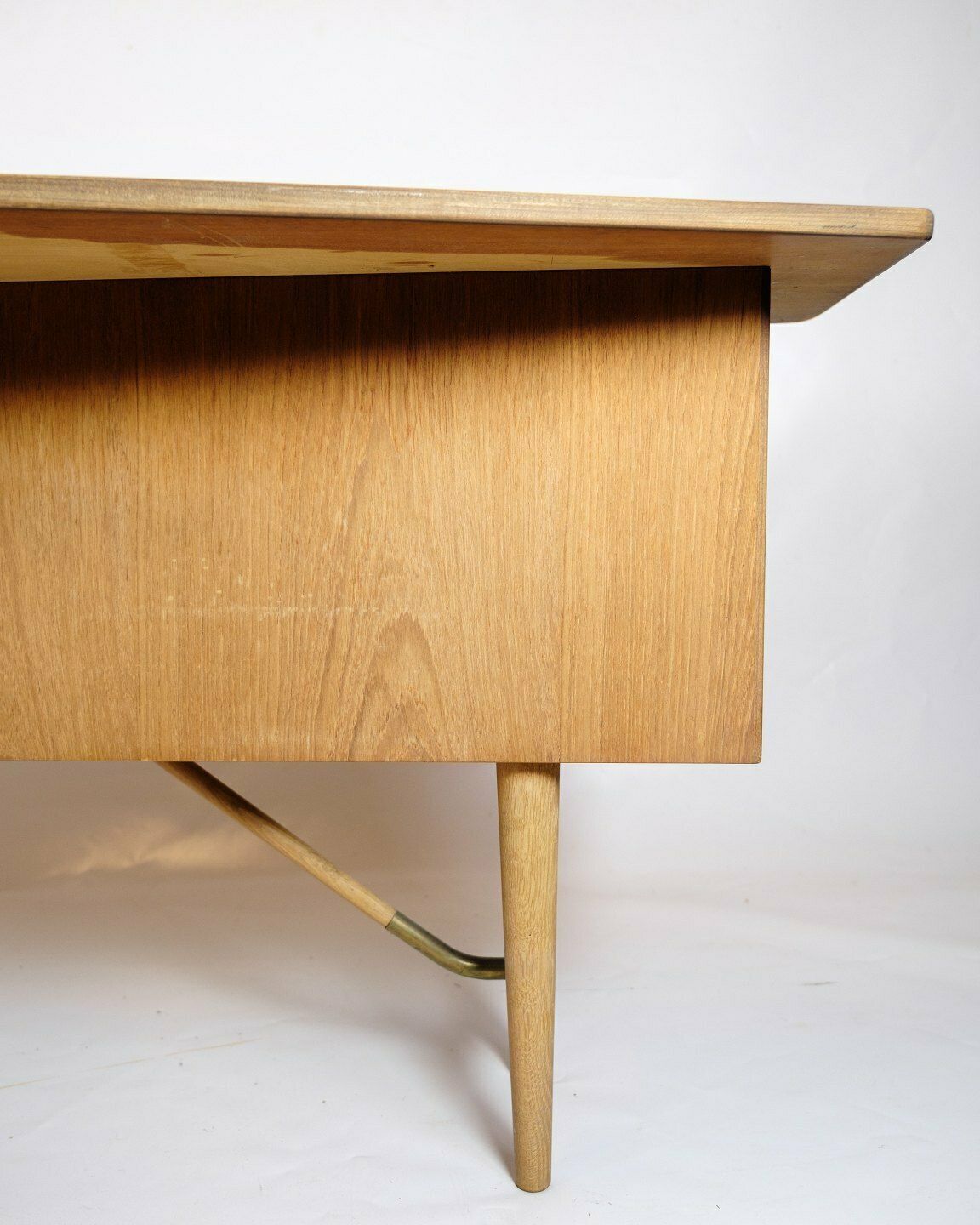 Boomerang Desk In Teak & Brass By Peter Løvig Nielsen For Hedensted Furniture Factory From 1960s photo furniture