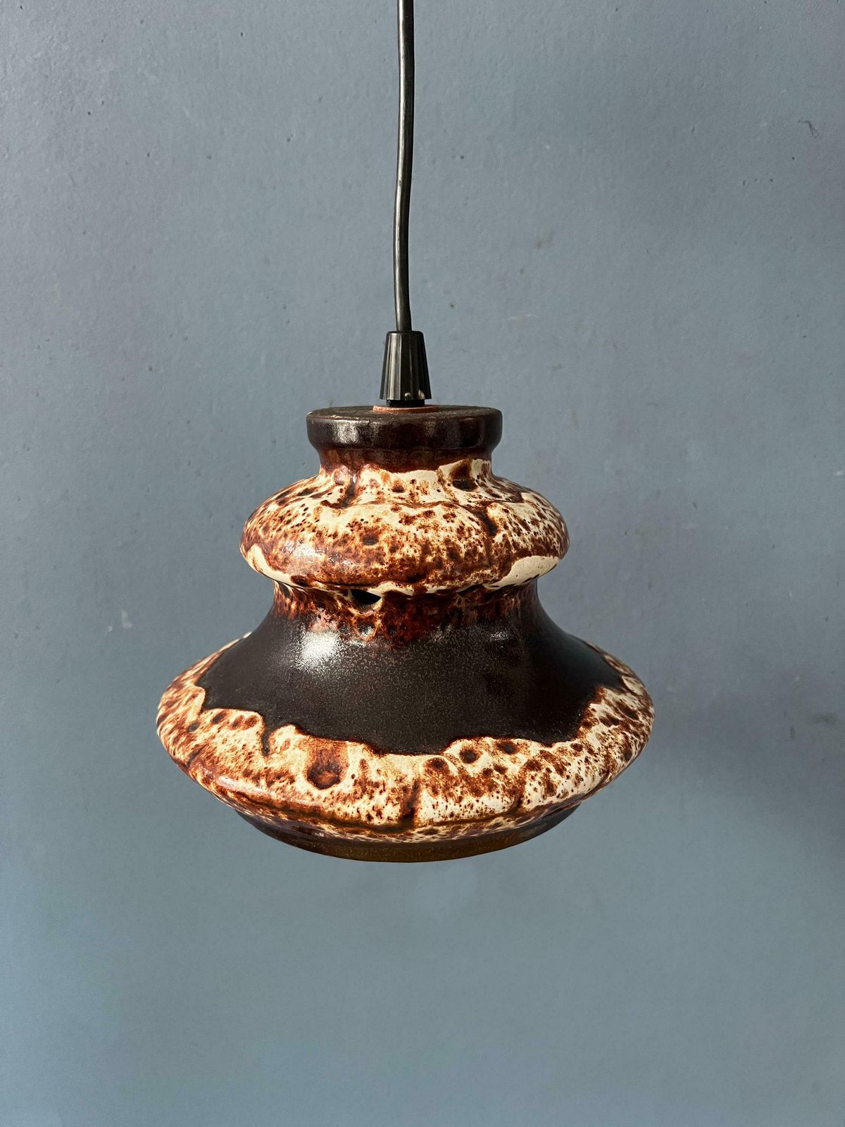Bruine En Beige Keramieken Fat Lava Hanglamp, West Duitsland photo buy