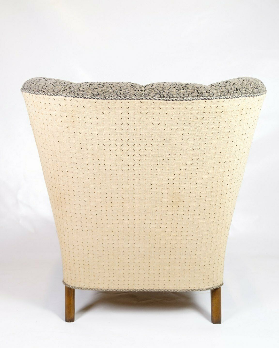 Set Of 2 Armchairs In Polished Dark Wood & Upholstered In Floral Fabric, Danish Design From 1960s photo vintage