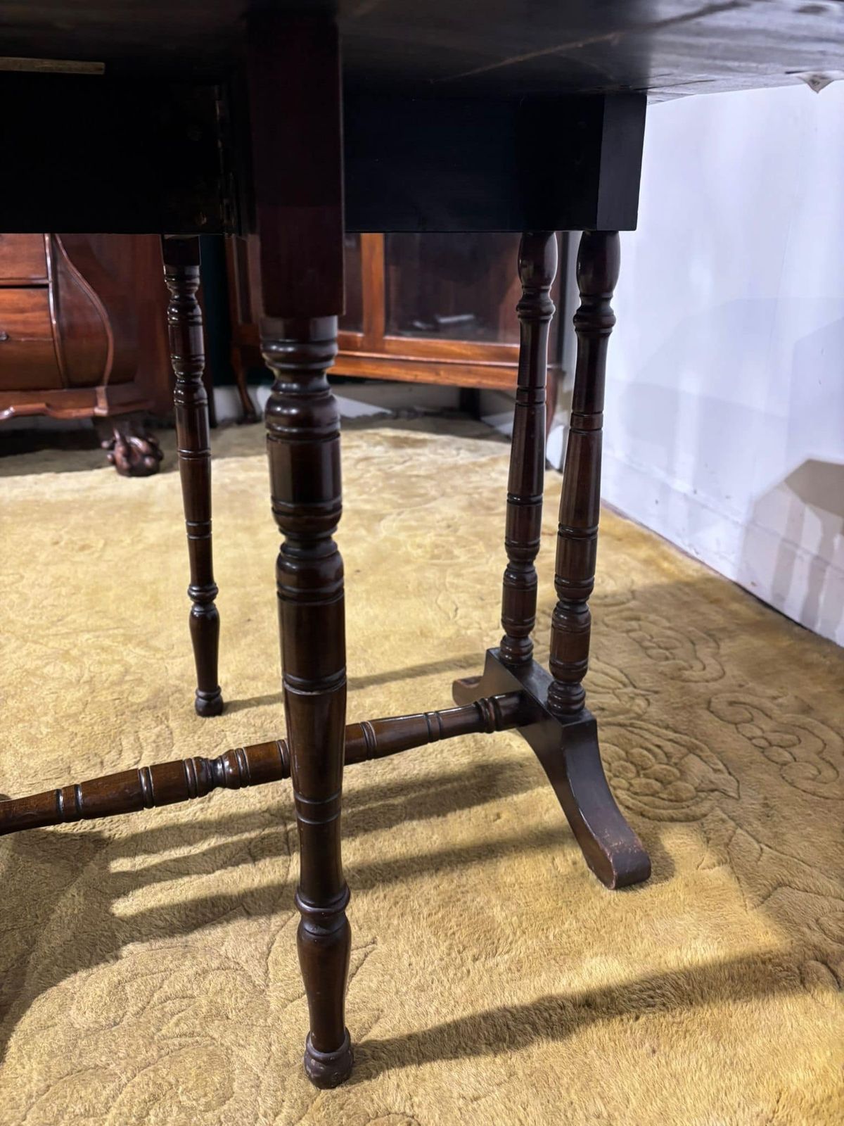 Edwardian Mahogany Table Of Small Proportions Resting On Turned Legs.(Regent St, Goodyers London.W.) photo for sale