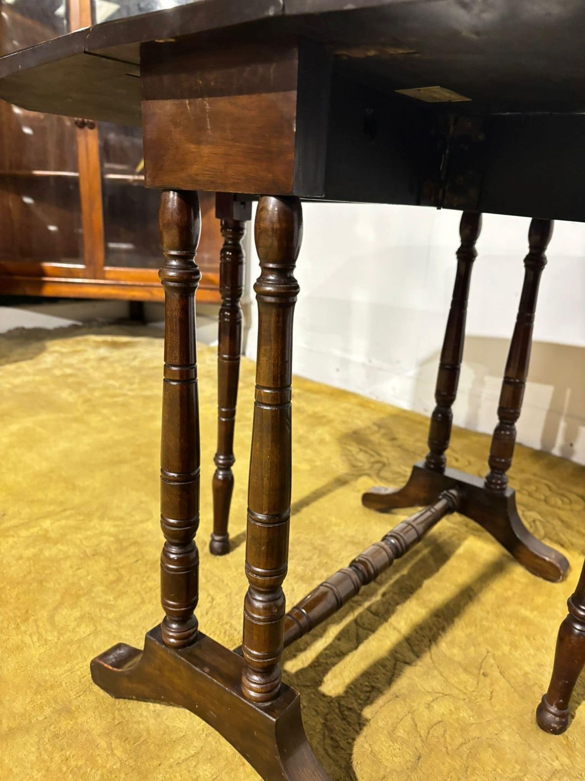 Edwardian Mahogany Table Of Small Proportions Resting On Turned Legs.(Regent St, Goodyers London.W.) photo Furniture