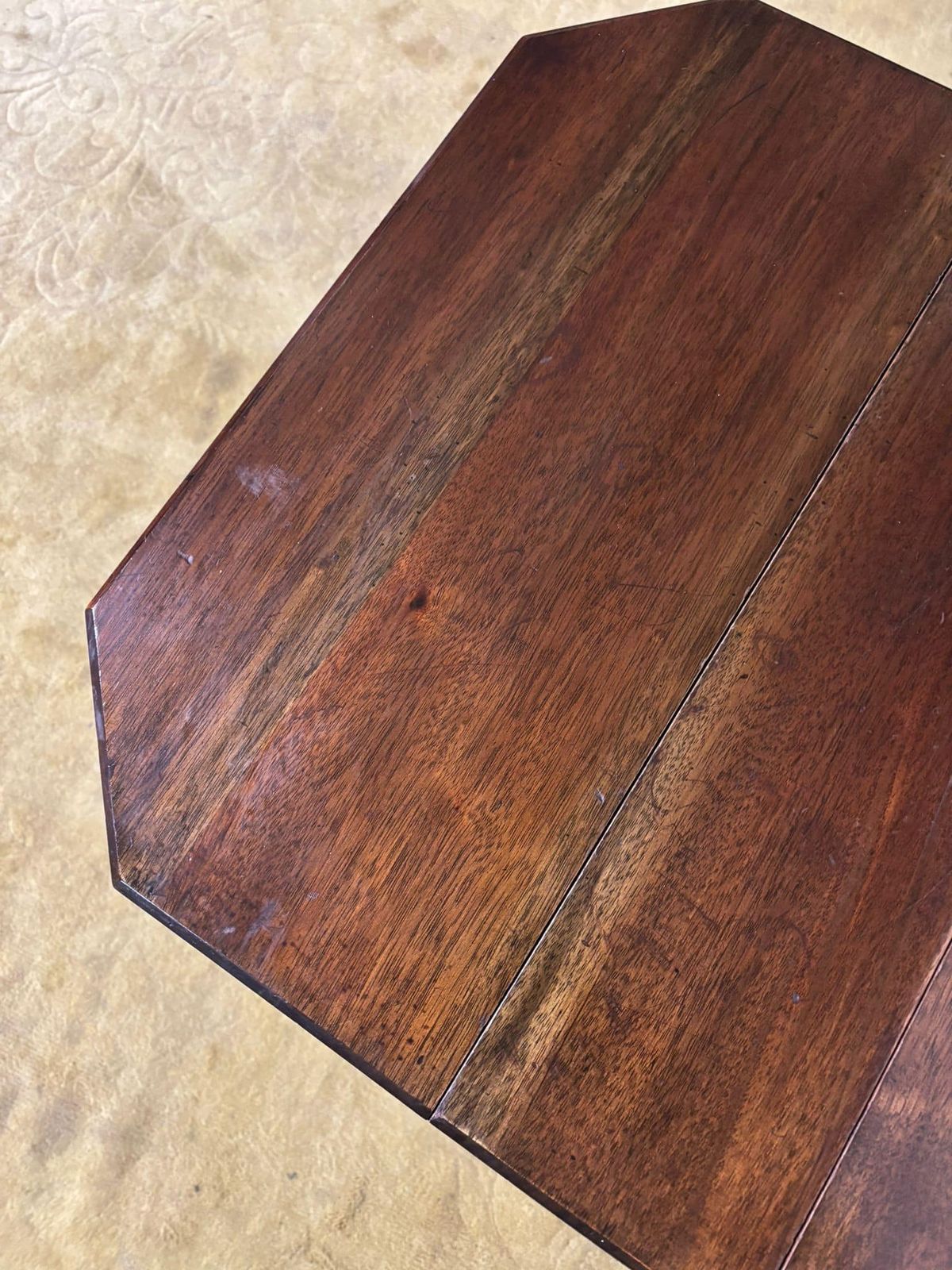 Furniture Edwardian Mahogany Table Of Small Proportions Resting On Turned Legs.(Regent St, Goodyers London.W.) photo