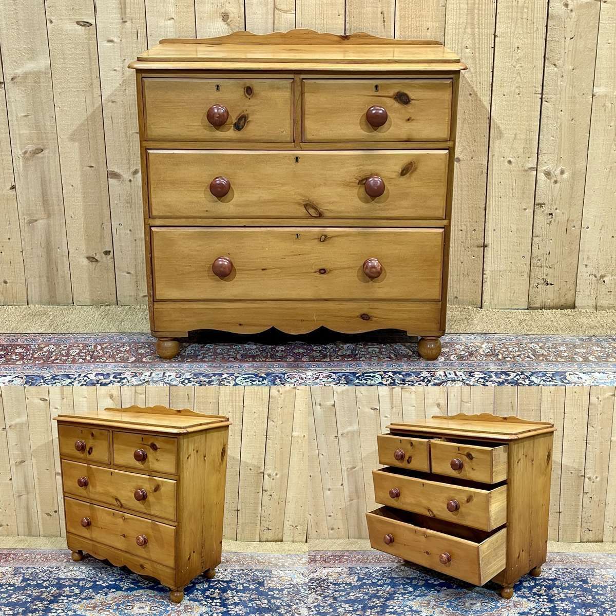 English Fir Chest Of Drawers From The End Of The 19th Century