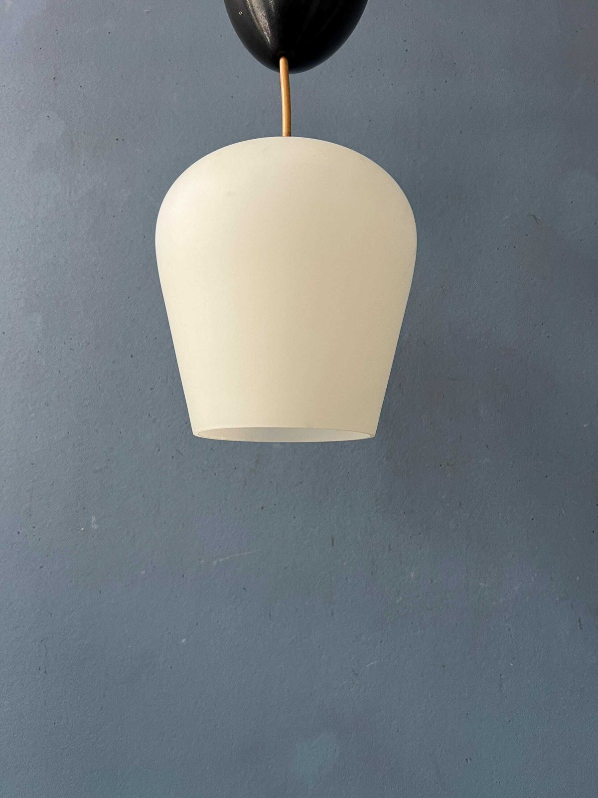Small Reversed Tulip Mid Century Opaline Glass Hanging Lamp photo buy