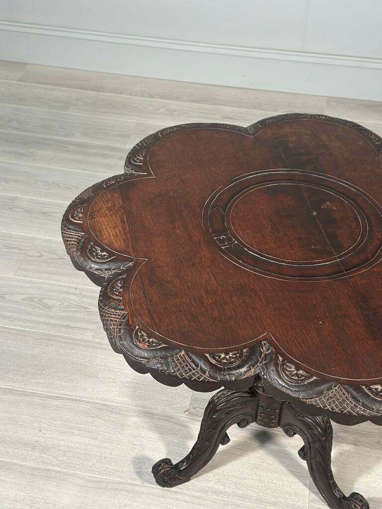 Carved Oak Antique Occasional Table By Walter Carter Harrod’s photo for sale