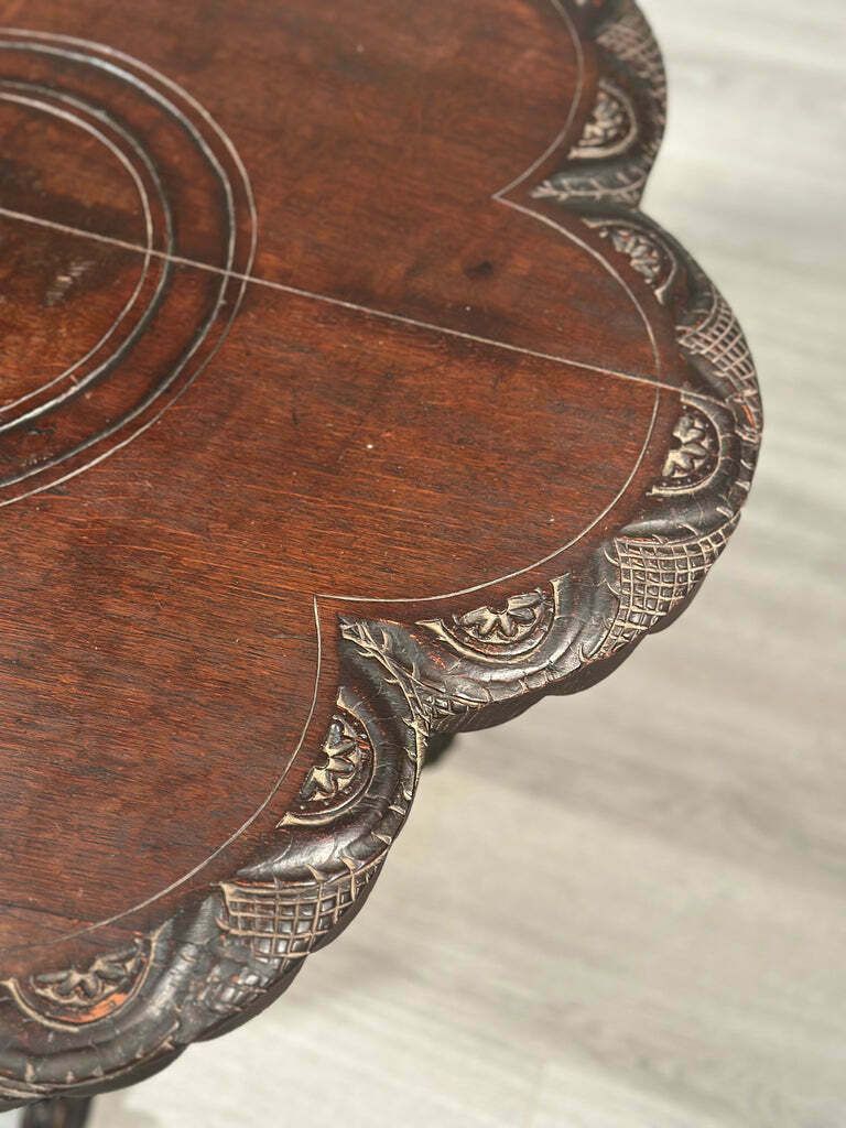 photo for sale Carved Oak Antique Occasional Table By Walter Carter Harrod’s