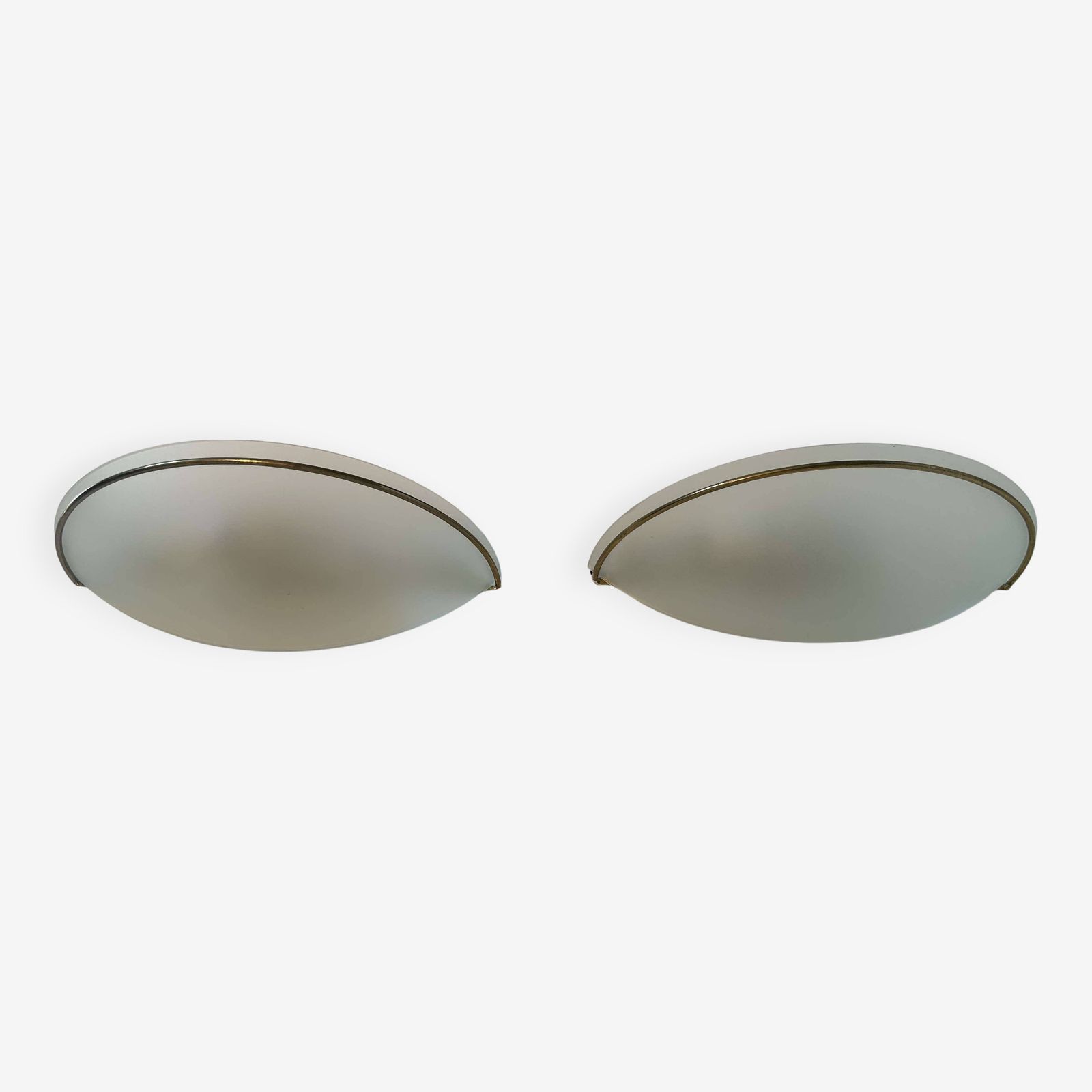 Pair Of Vintage Wall Lights, Brass And Sandblasted Glass, Italy 1970