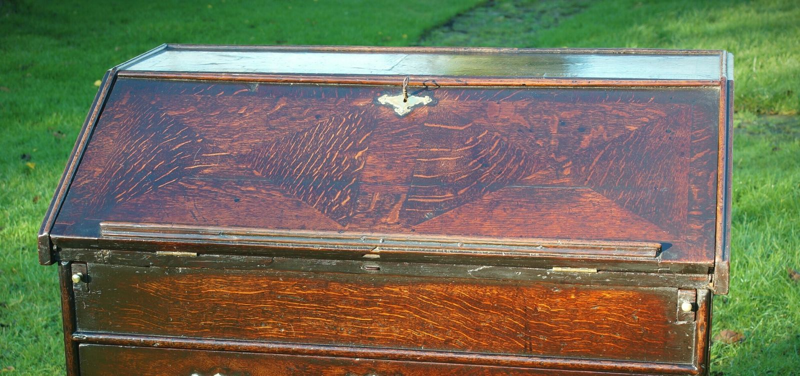 Rare William And Mary Oak Parquetry Bureau photo buy