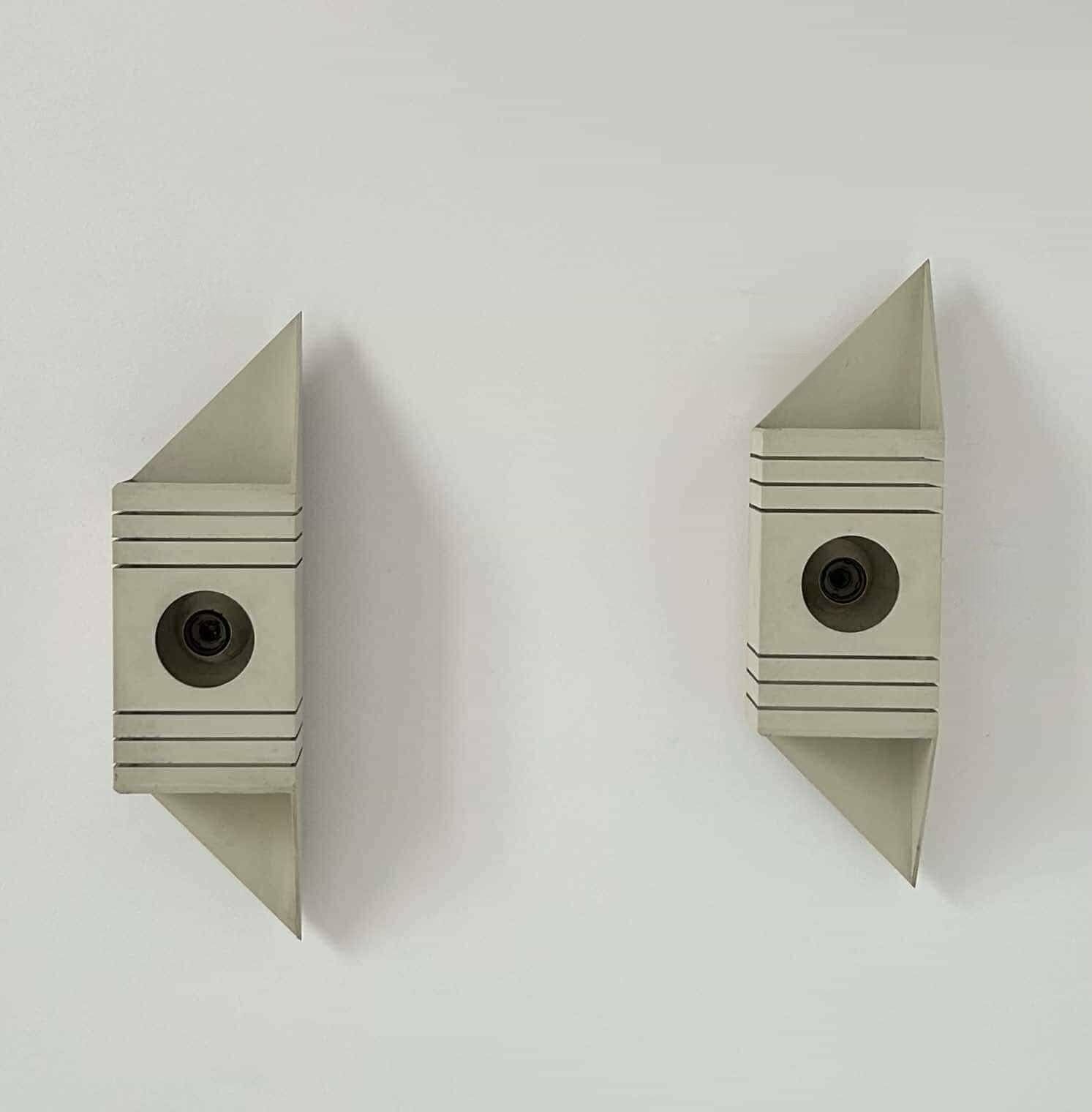 photo furniture Pair Of Vintage Wall Lights, Matt White Lacquered Metal, France 1970