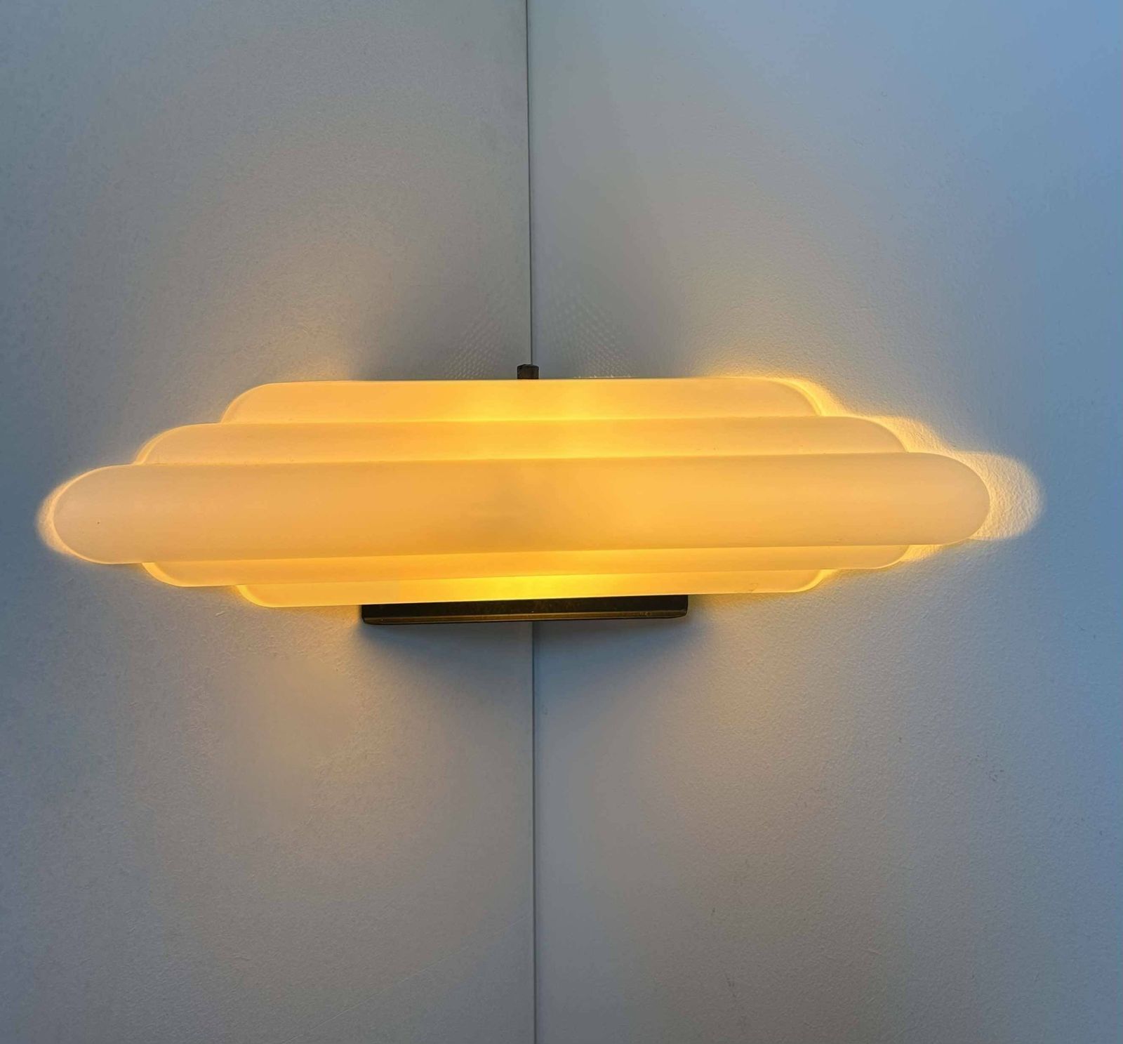 Vintage Murano Opal Glass Corner Wall Lamp, By Vetri Italy 1970 photo 332.0