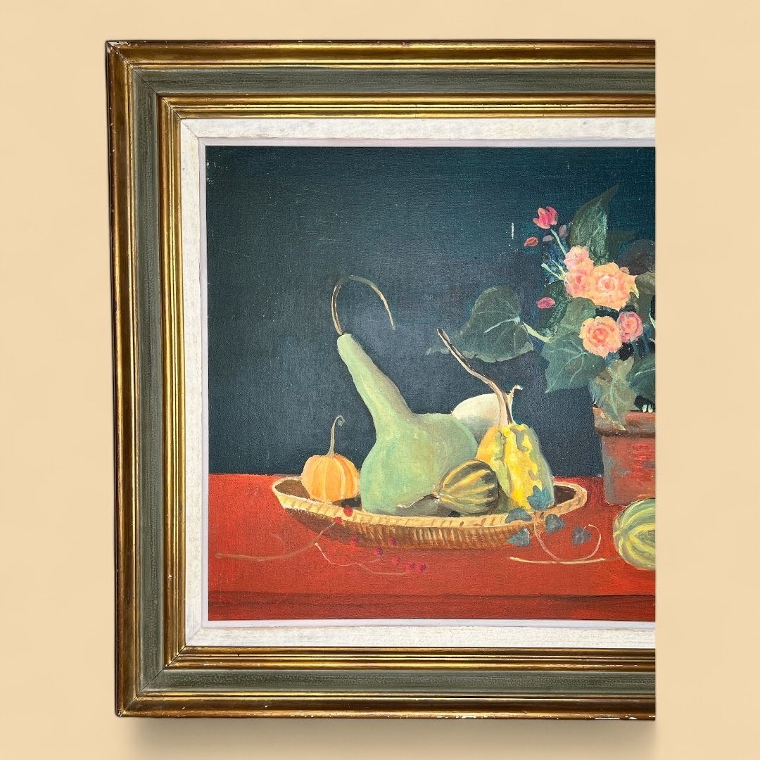 Still Life With Colocynths, Original Oil Painting On Canvas photo furniture