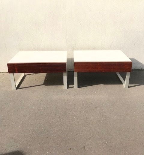 Pair Of Minimalist Design Bedside Tables Roche Bobois /Interlubke 1970' photo furniture
