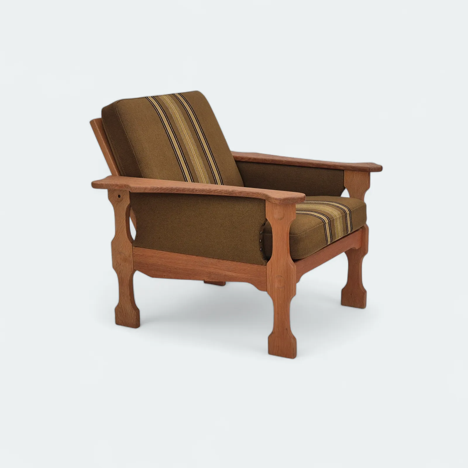 Ca. Jaren 1970, Deens Design, Clubfauteuil, Zeer Goede Staat, Meubelstof Van Wol.