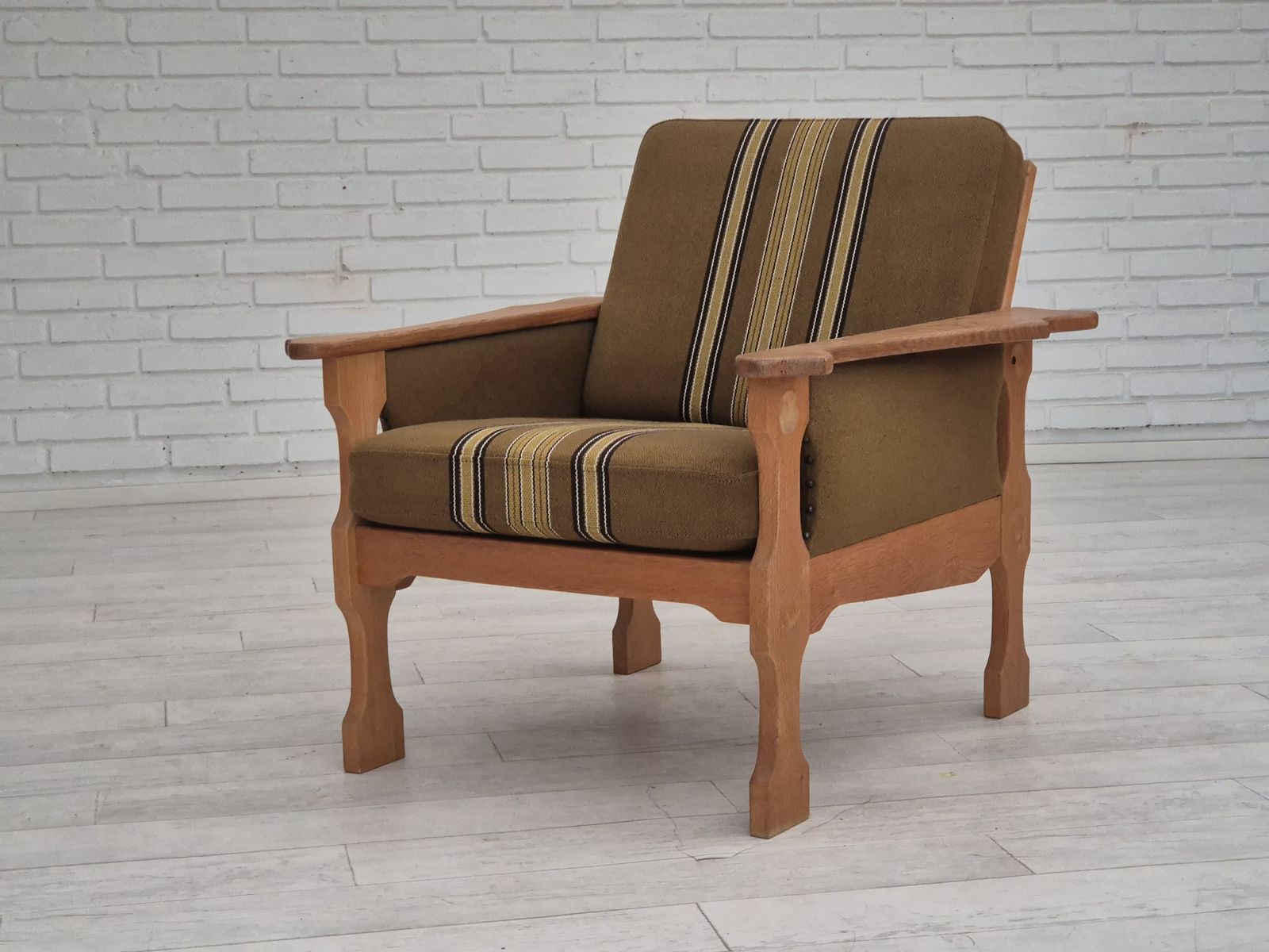Ca. Jaren 1970, Deens Design, Clubfauteuil, Zeer Goede Staat, Meubelstof Van Wol. photo 995.0