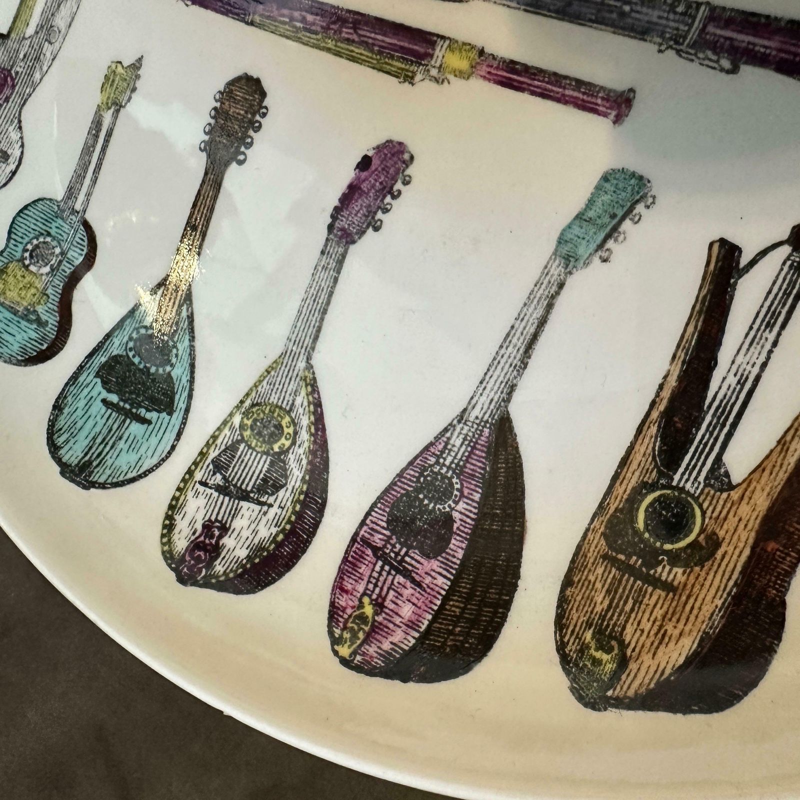Two 1960s Mid Century Modern Musical Instruments Plates By Piero Fornasetti photo vintage