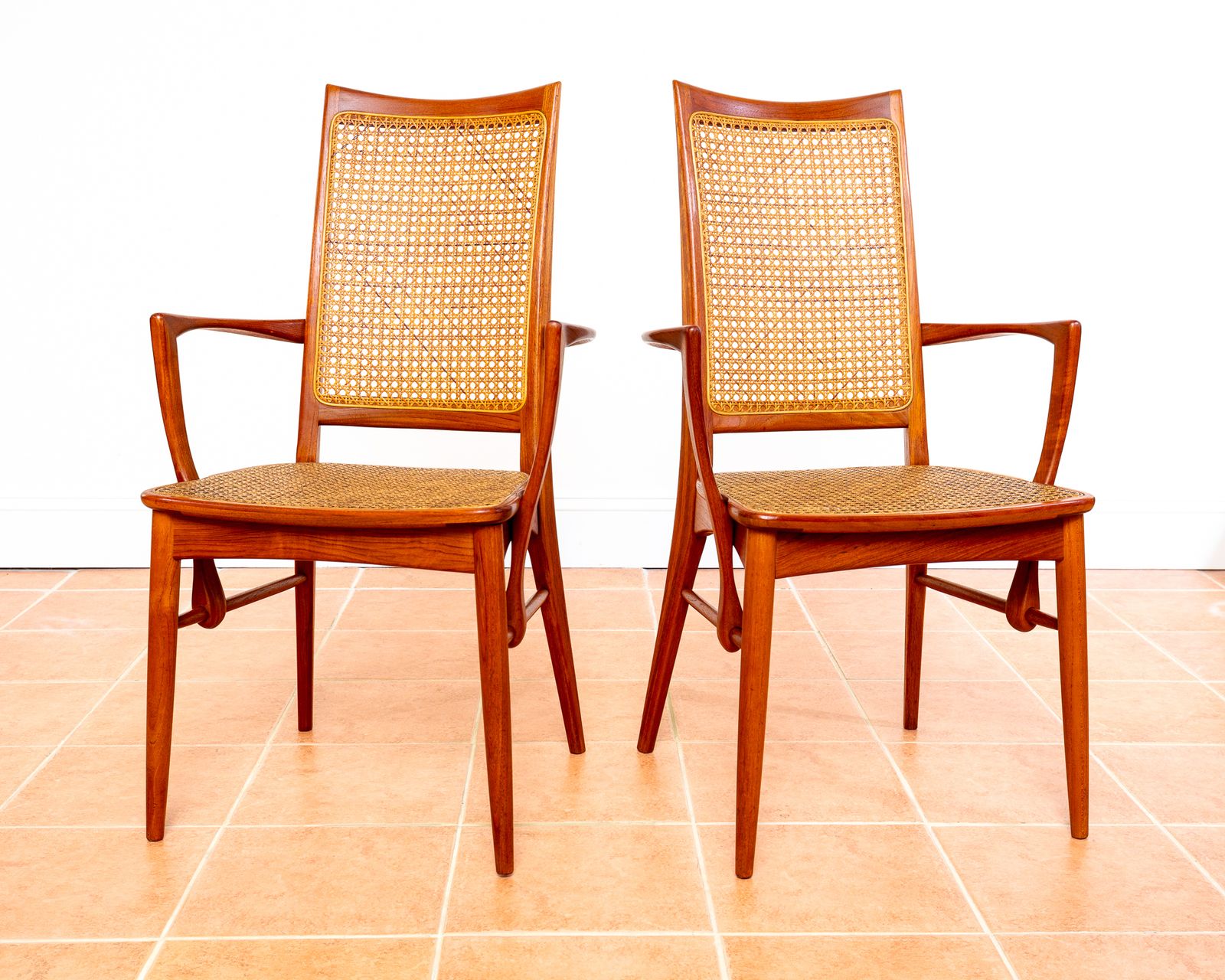 Mid Century Danish Dining Chairs By Niels Koefoeds Set Of 4 1960s Teak Two Tone Lis Hornslet Rattan Cane Scandinavian Nordic Japandi Mcm photo buy