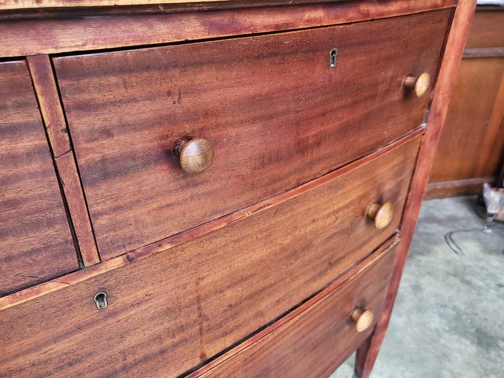 Vintage 20thc Bow Front Chest Of Drawers 2 Over 2 Tapered Legs photo buy