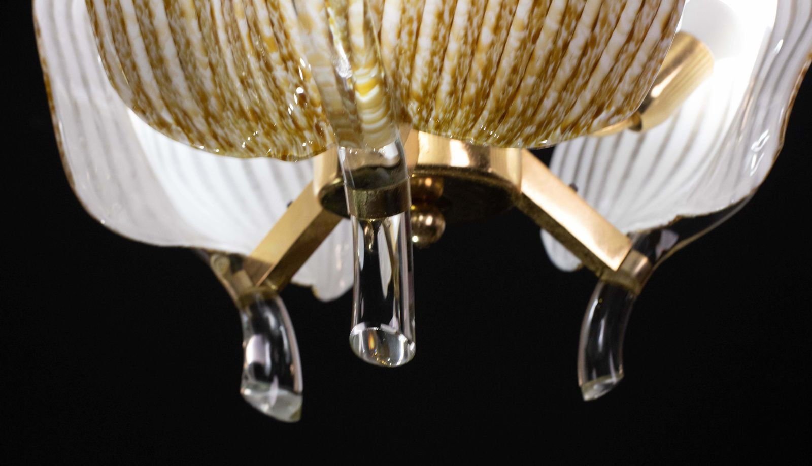 Elegant Gold Chandelier Franco Luce For Seguso, Murano Glass, 1970s photo buy