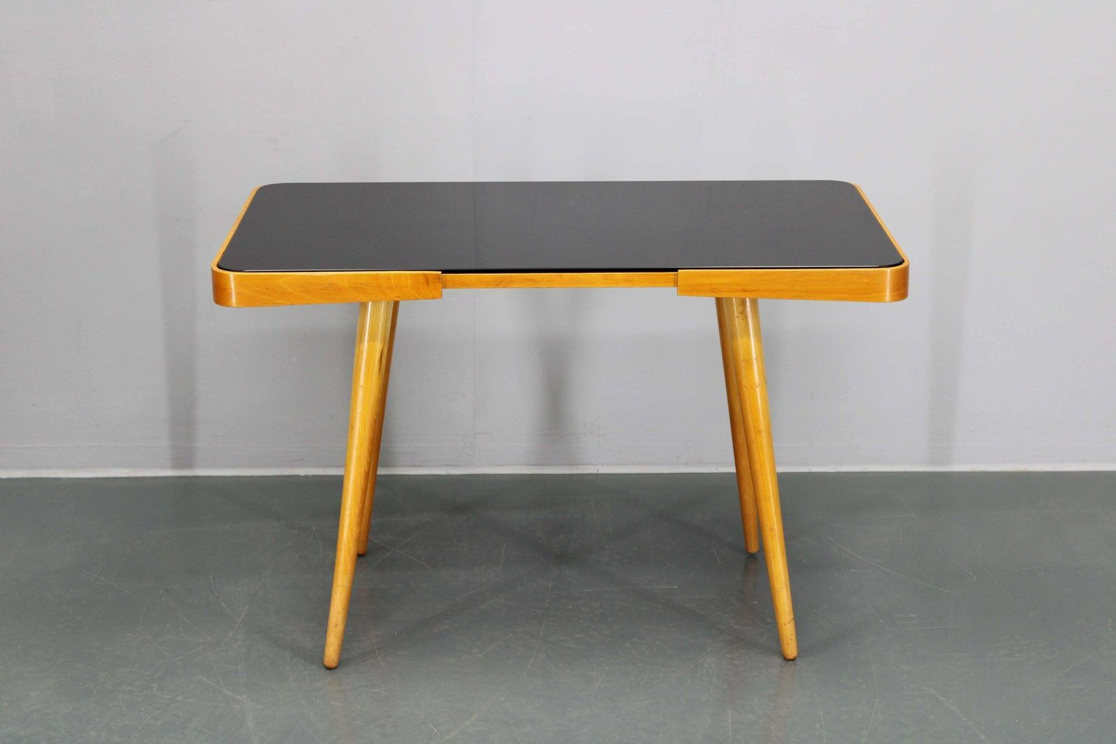 1960s Beech Coffee Table With Glass Top , Czechoslovakia photo furniture