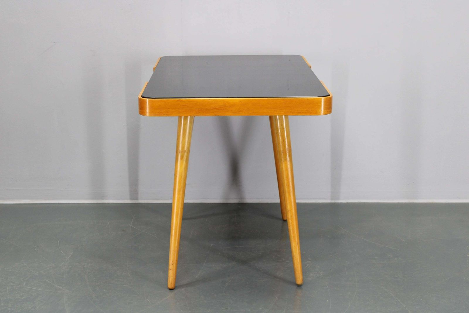 Furniture 1960s Beech Coffee Table With Glass Top , Czechoslovakia photo