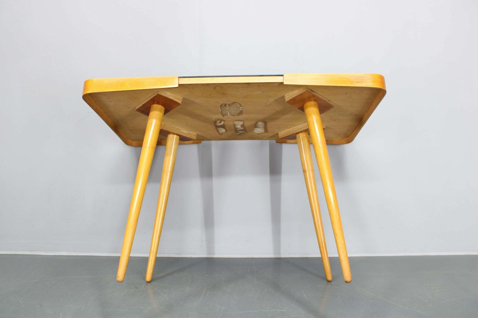 photo buy 1960s Beech Coffee Table With Glass Top , Czechoslovakia