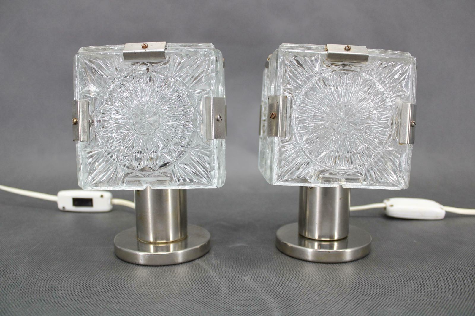 1970s Pair Of Glass Table Lamps By Kamenicky Senov, Czechoslovakia photo for sale