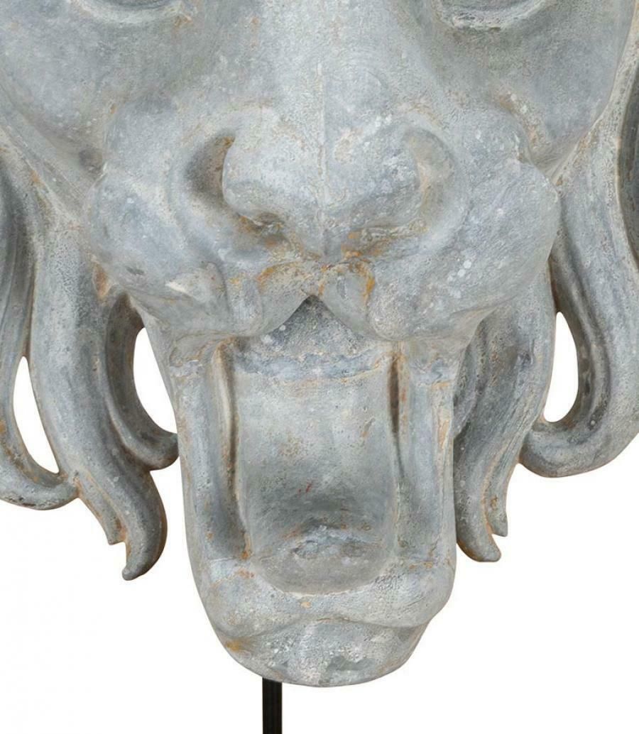 Large French 19th Century Zinc Lion Head photo vintage