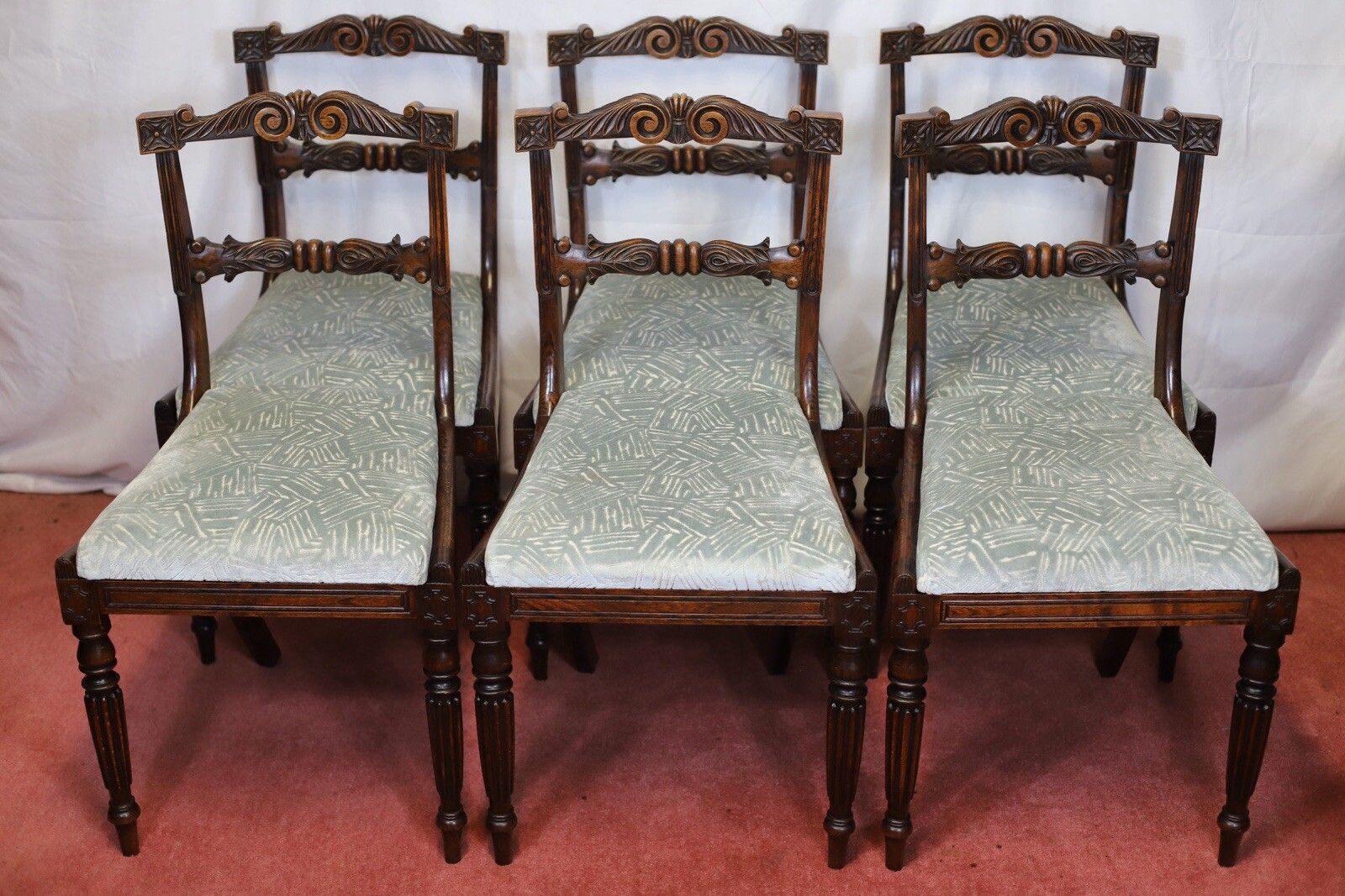 Beautiful Set Of Six Regency Rosewood Dining Chairs